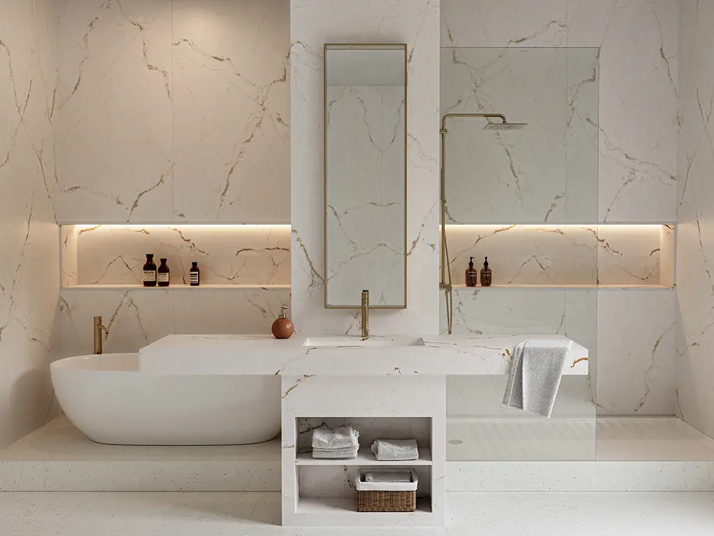 Salle de bains en Silestone® Versailles Ivory | © Cosentino